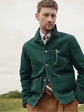 Wallace & Barnes J. Crew Dark Green 100% Cotton Canvas Work Chore Jacket Men XL